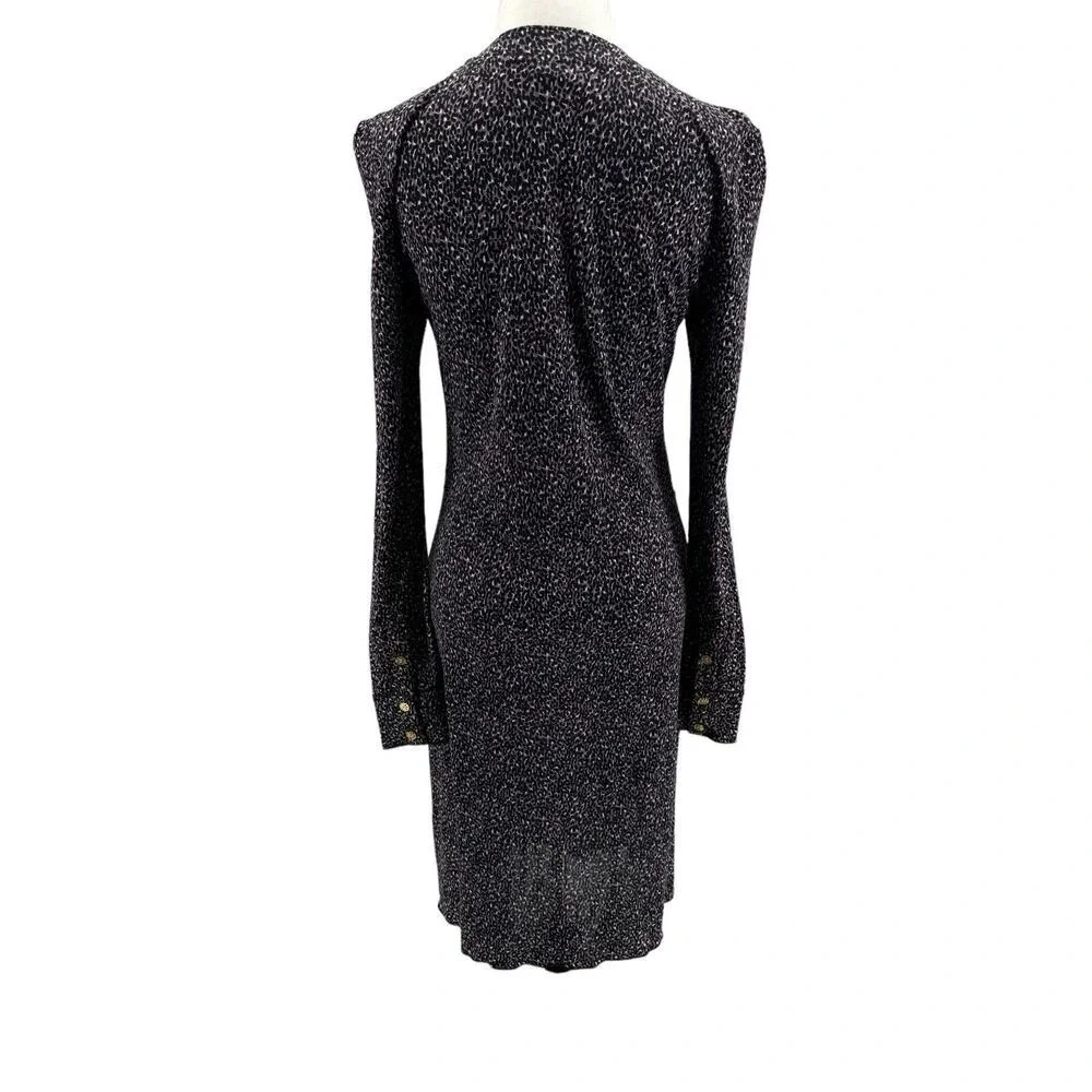 Tory Burch Women's Purple Black Animal Print Long Sleeve Dress Size XS